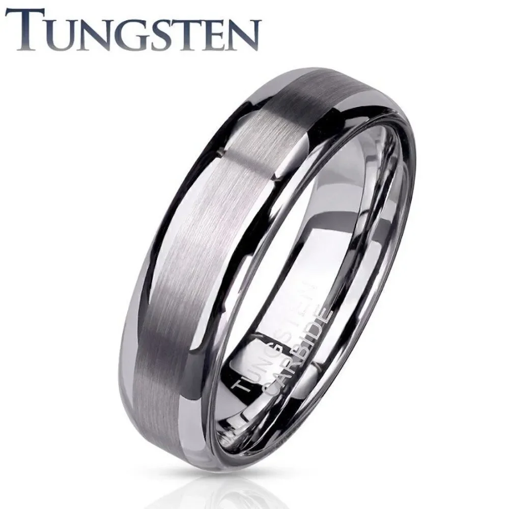 Men's Real Two Tone Silver Tungsten Wedding Ring - Two Tone Wedding Ring Guys